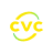 Logo da marca CVC em letras minúsculas e brancas