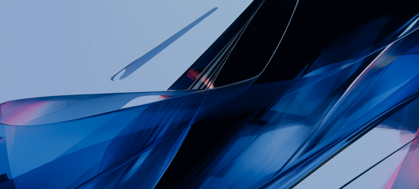 Imagem abstrata de vidros azuis; fundo branco.